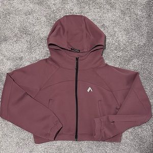 Alphalete Elements Crop Zip Jacket in Mauve 2XL